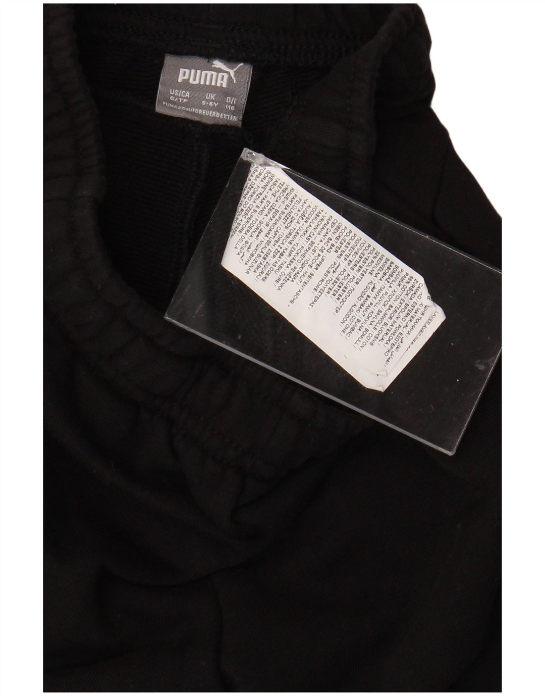 Pantaloni scurți sport grafic PUMA pentru băieți 5-6 ani, bumbac negru