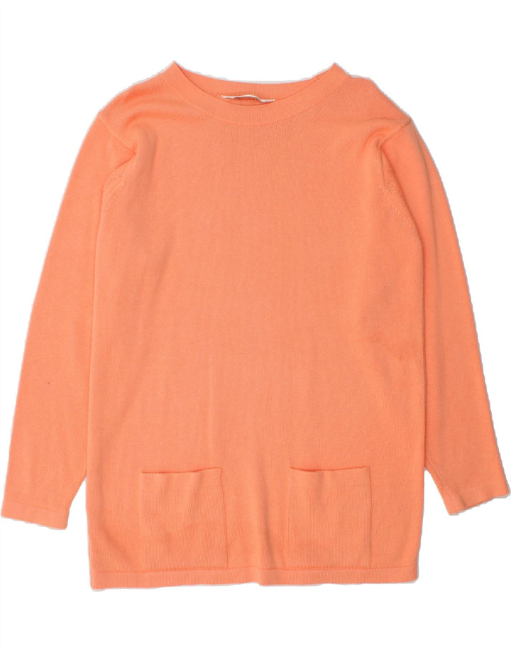 MARKS & SPENCER Womens Boat Neck Jumper Sweater UK 12 Medium Orange Vintage Marks & Spencer and Second-Hand Marks & Spencer from Messina Hembry 