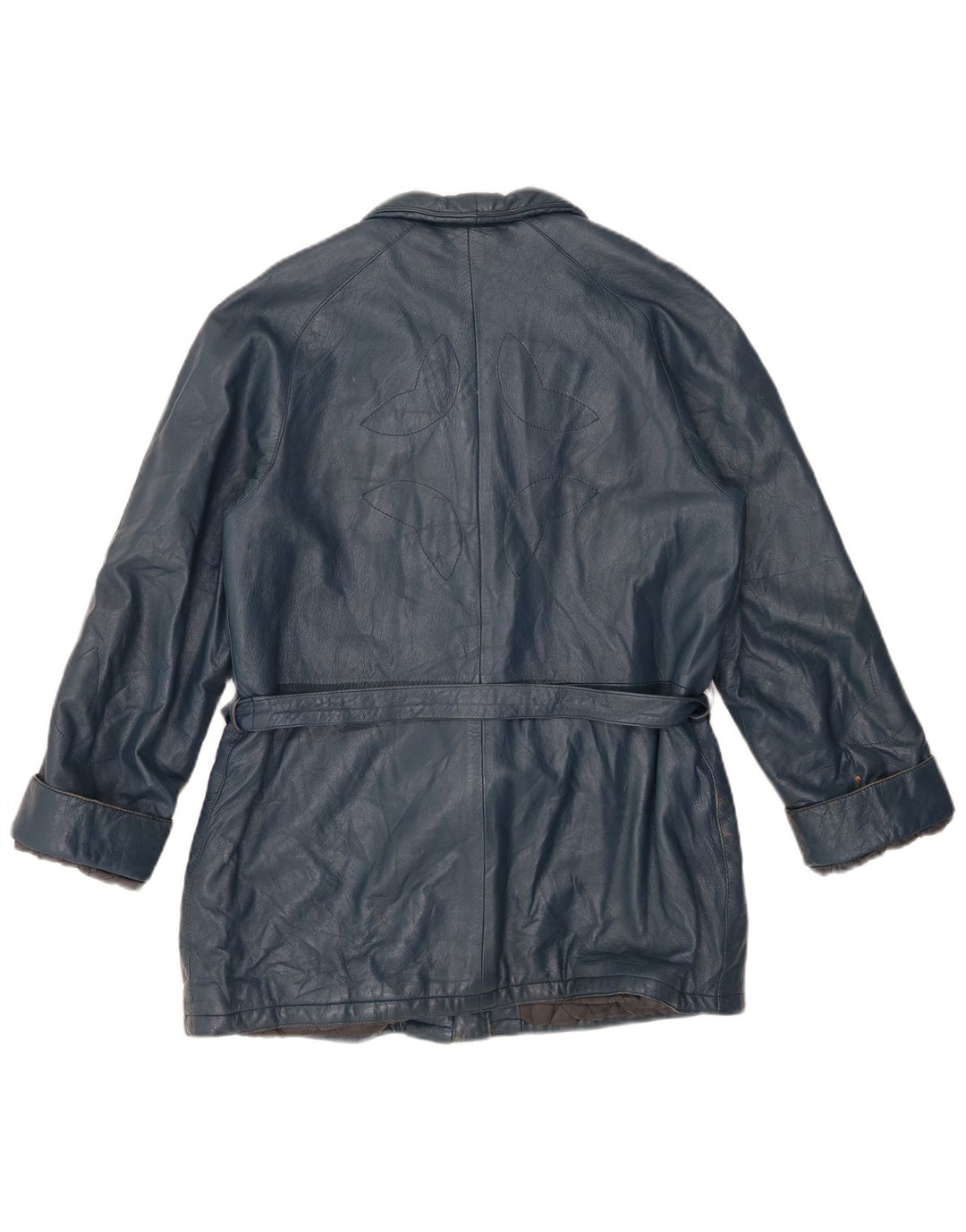 Jachetă de piele VINTAGE pentru femei IT 44 Medium Blue Leather