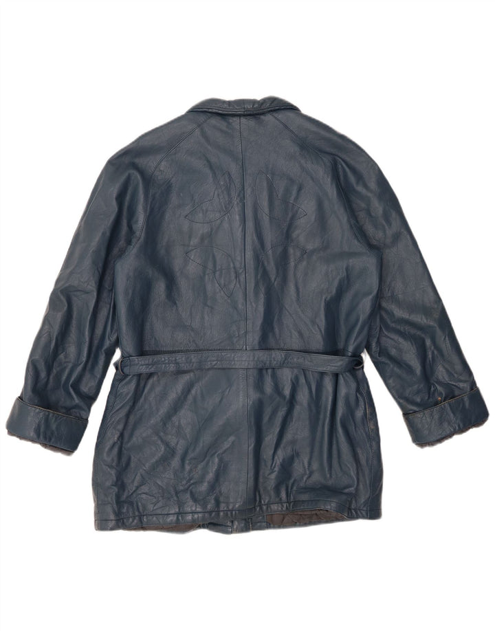 Jachetă de piele VINTAGE pentru femei IT 44 Medium Blue Leather