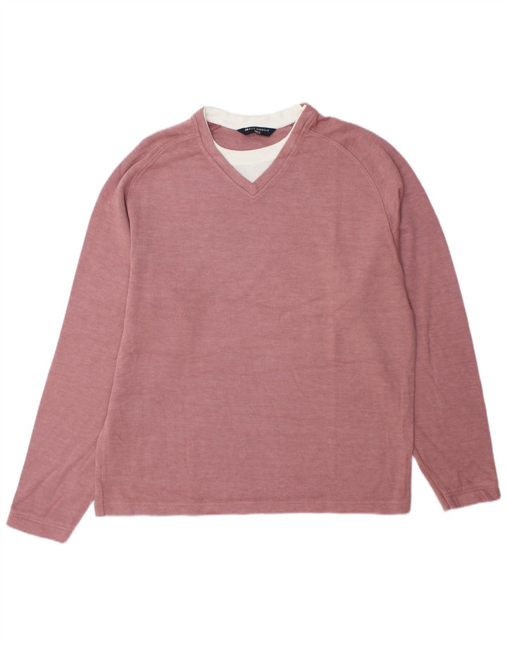 Bluză pentru bărbați Marks & Spencer Blue Harbour Top cu mânecă lungă, bumbac mediu Burgundy
