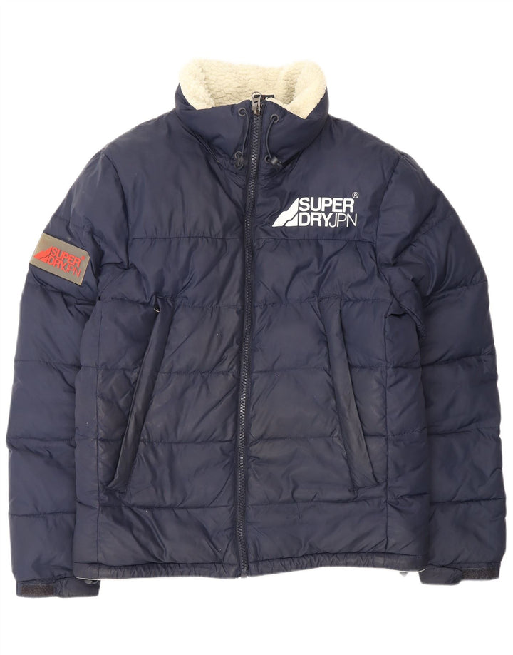 Jachetă căptușită cu grafică pentru bărbați Superdry UK 40, mare, nailon bleumarin