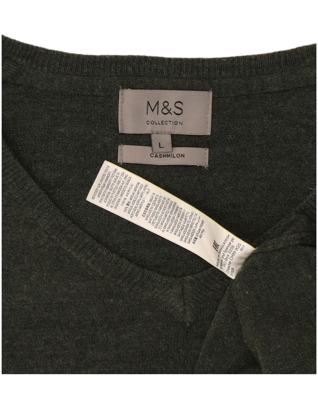 Marks & Spencer Pulover cu decolteu în V pentru bărbați, verde mare