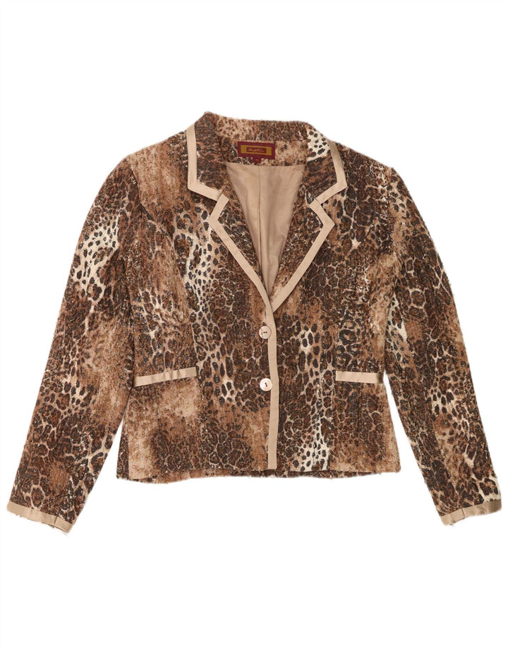 Sacou Renato Nucci pentru femei, cu 2 nasturi, IT 42 Maro Mediu Animal Print
