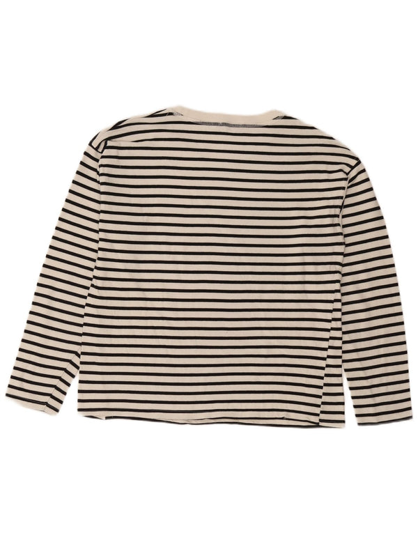 Top femeie Zara cu mânecă lungă UK 14 Medium White Striped Nautical