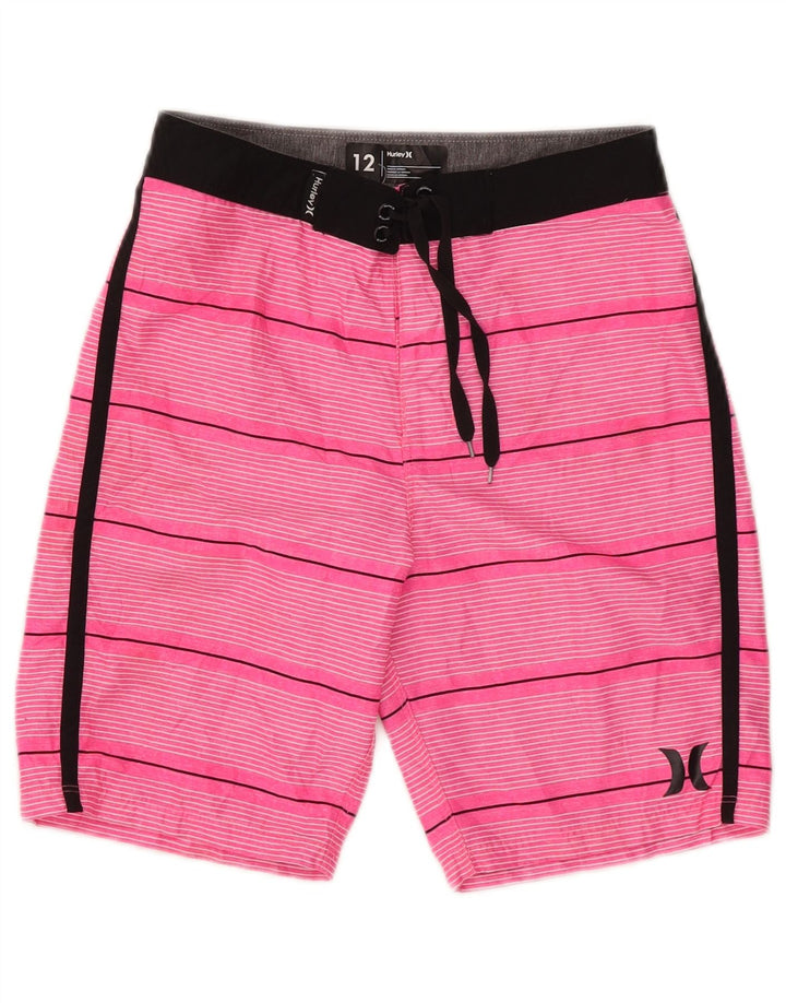 Pantaloni scurți de înot Hurley pentru băieți 11-12 ani poliester cu dungi roz