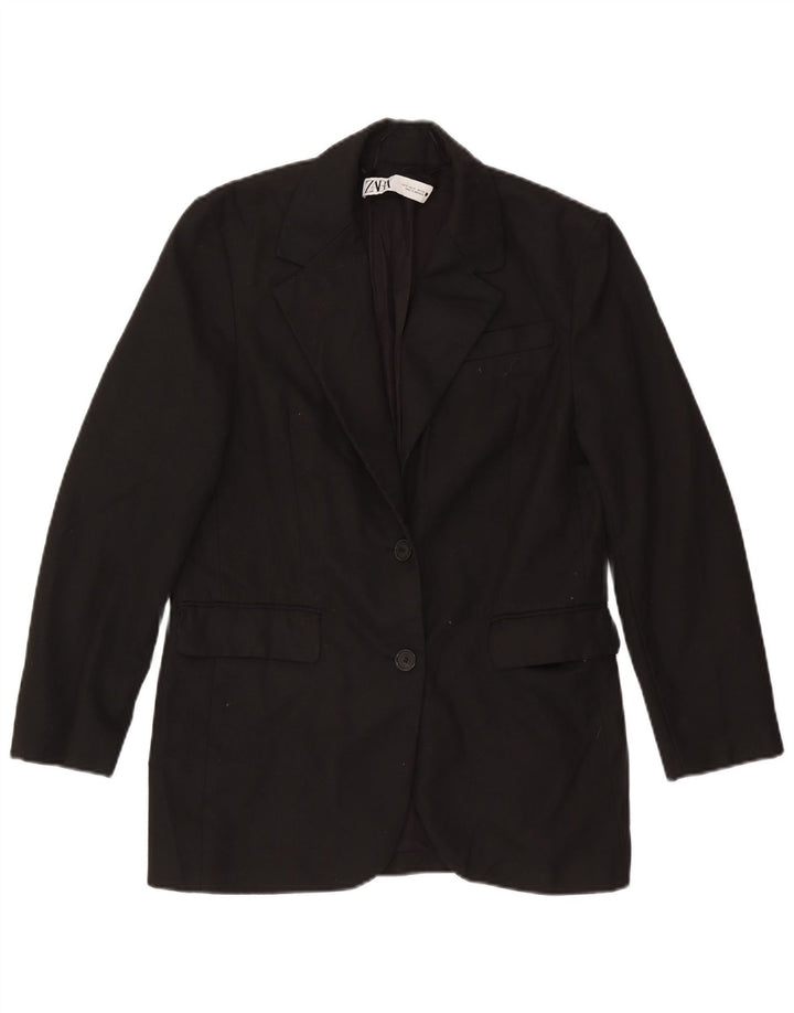 Sacou blazer pentru femei Zara, cu 2 nasturi, UK 10, mic, negru, viscoza