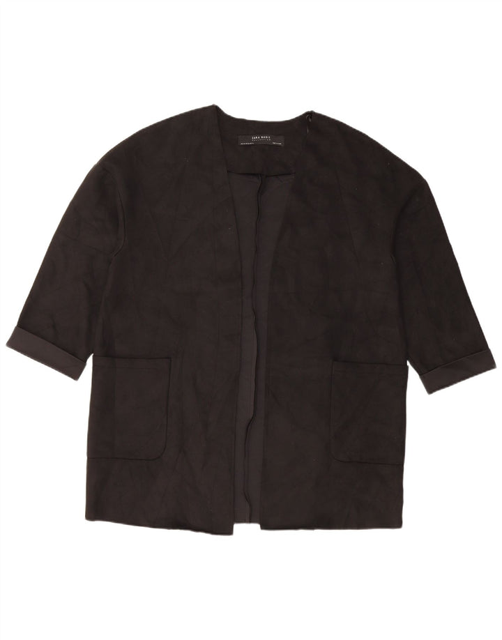 Jachetă pentru femei Zara, supradimensionată, cu mâneci 3/4, blazer deschis, UK 6 XS, poliester negru