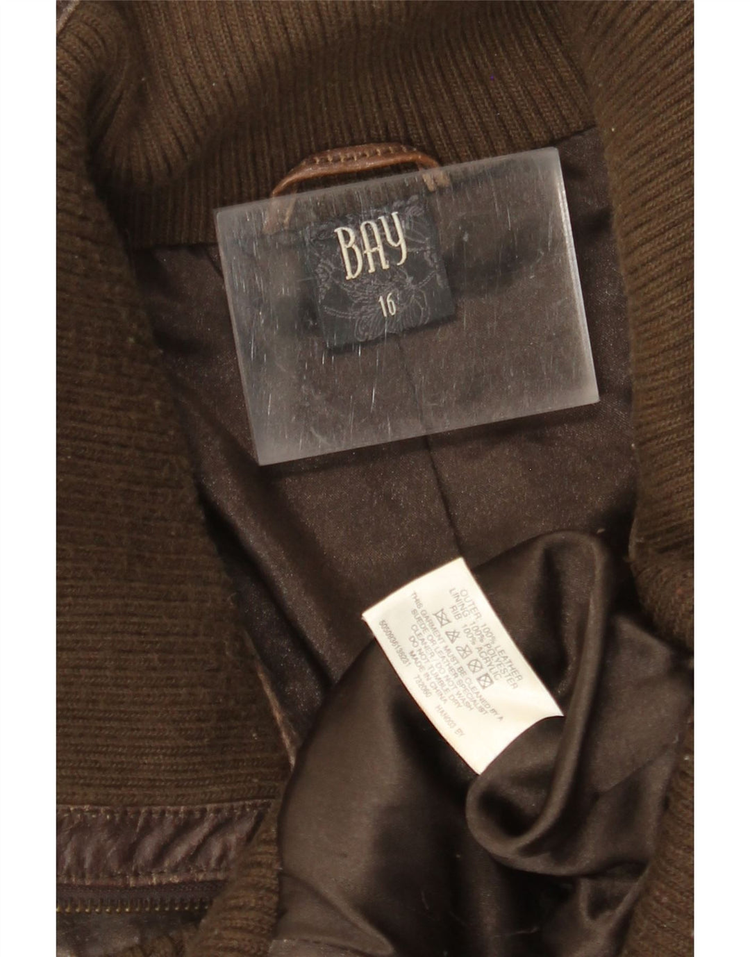 Jachetă de piele BAY pentru femei, mare, maro, UK 16