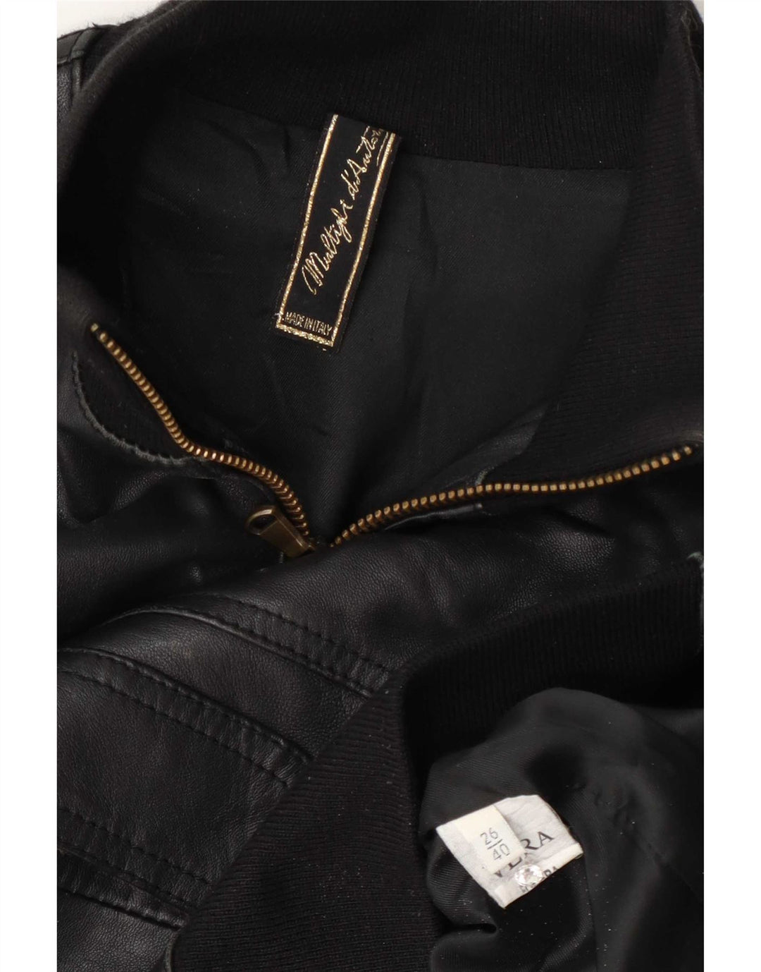 Jachetă din piele vintage pentru femei IT 40 Small Black
