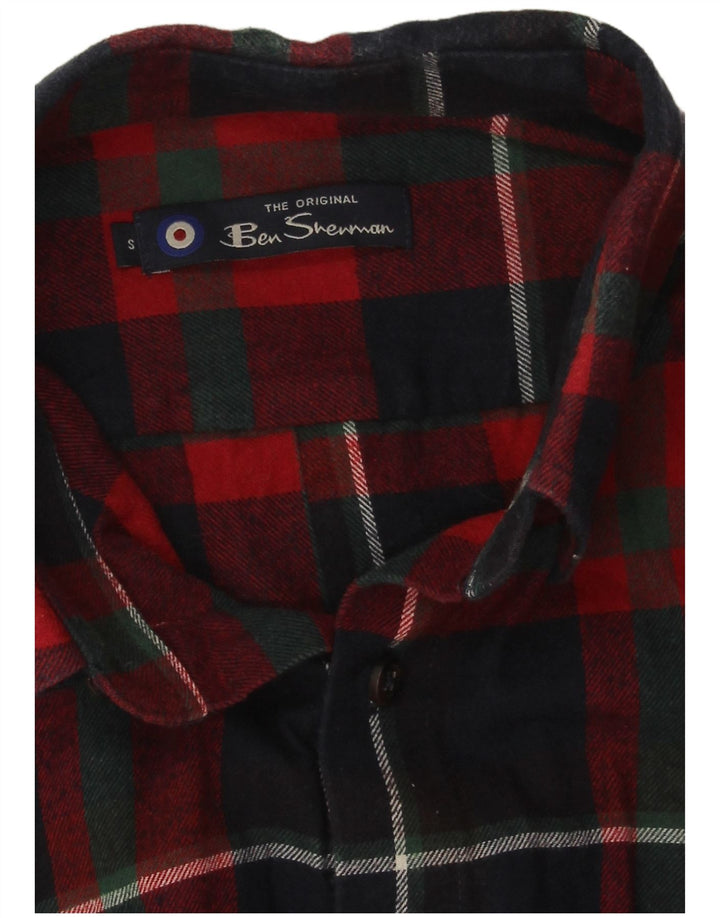 Cămașă de flanel pentru bărbați Ben Sherman, bumbac cu carouri, albastru bleumarin