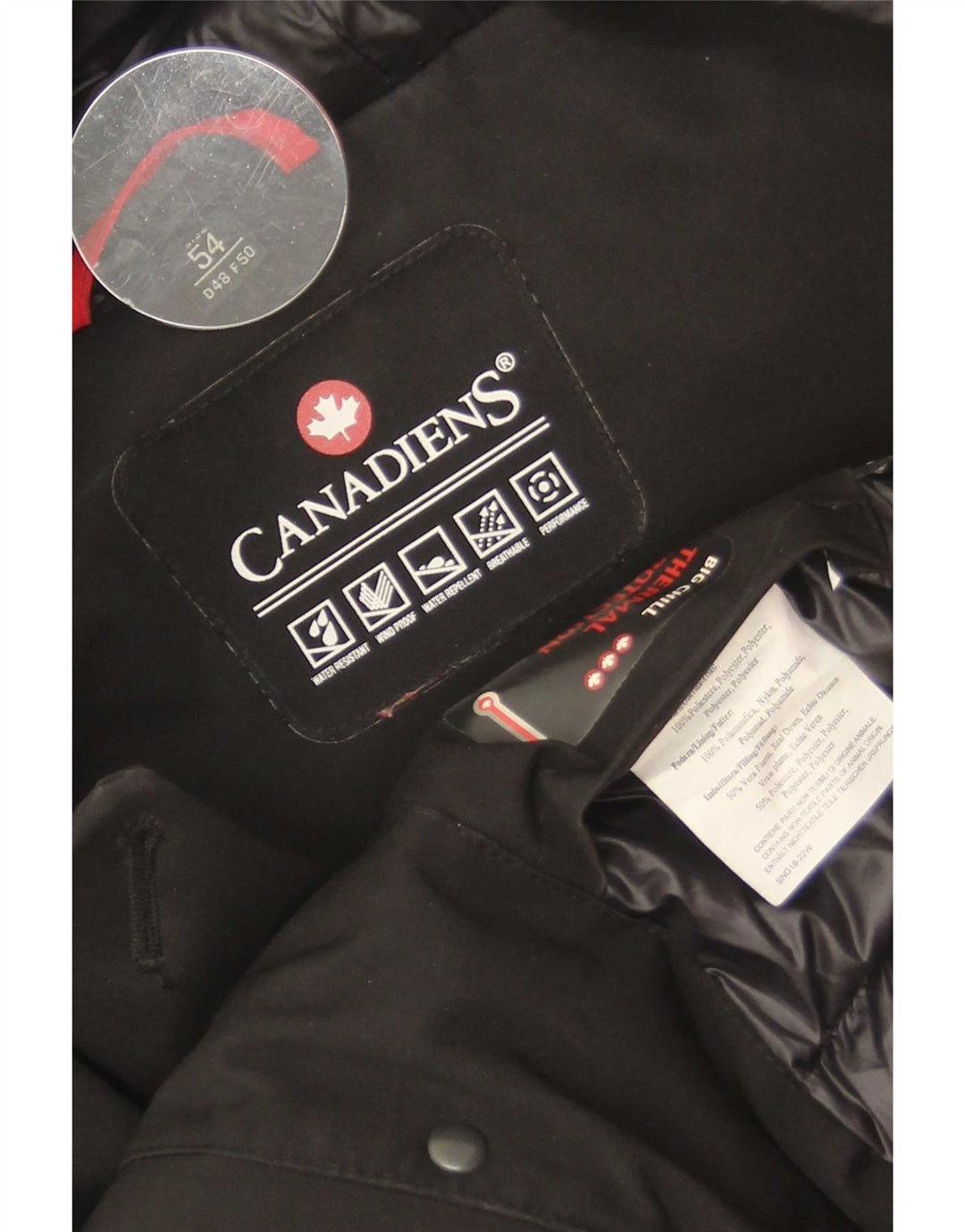 Palton cu glugă pentru femei canadiene IT 54 3XL poliester negru