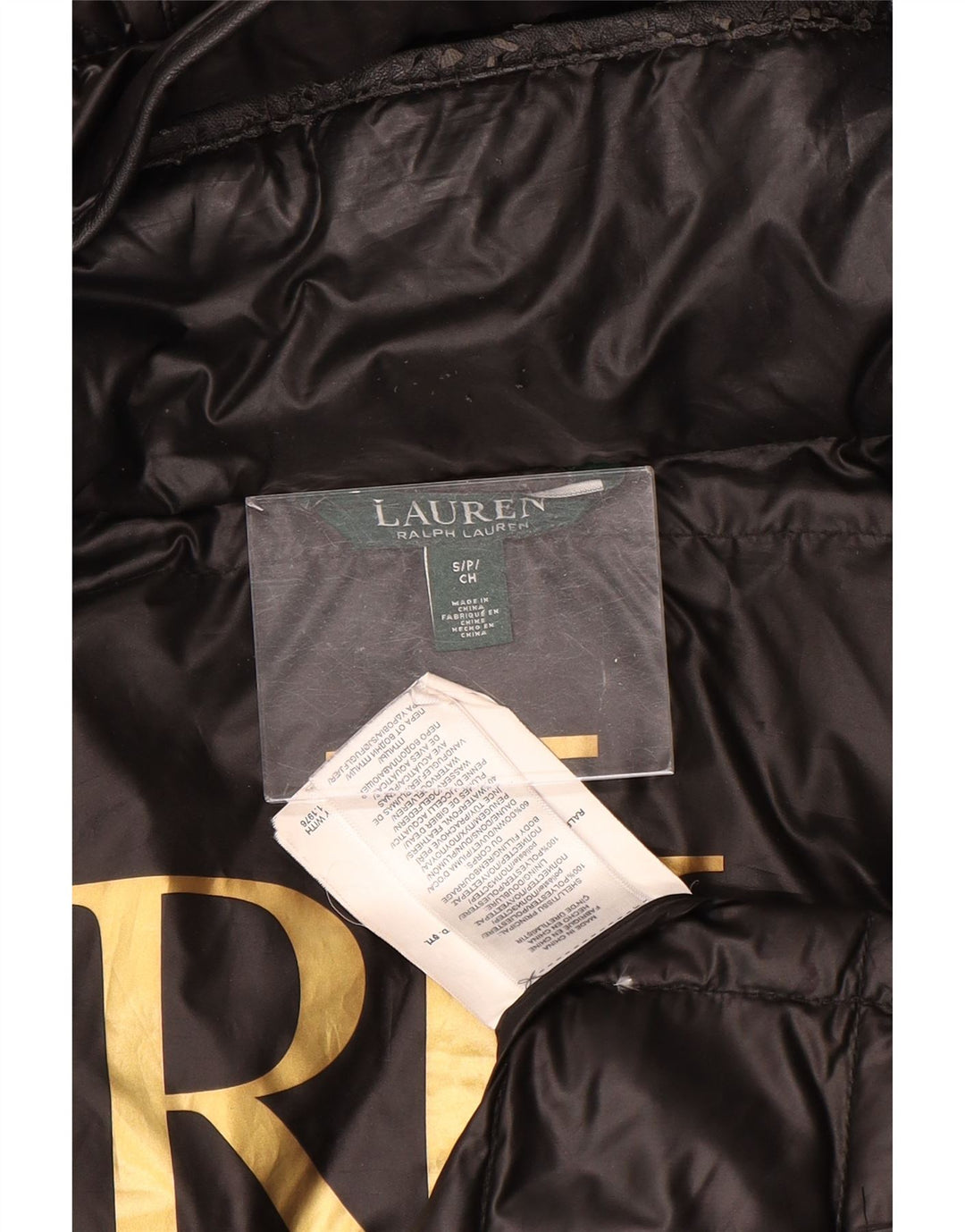 Jachetă căptușită cu glugă pentru femei Ralph Lauren UK 10 Poliester negru mic