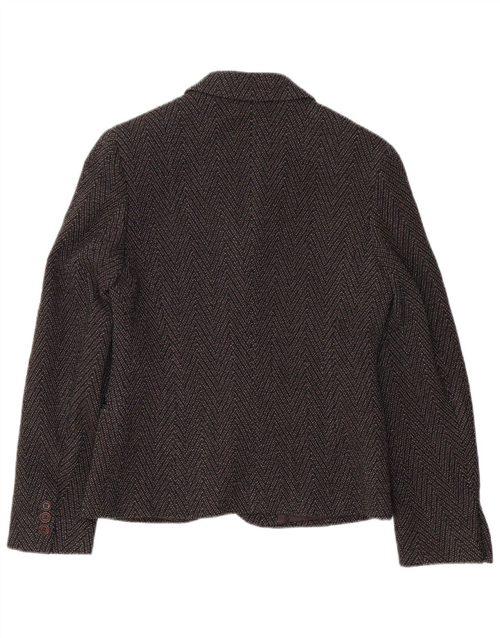 Blazer pentru femei Max Mara cu 3 nasturi, UK 8, lână chevron maro mică