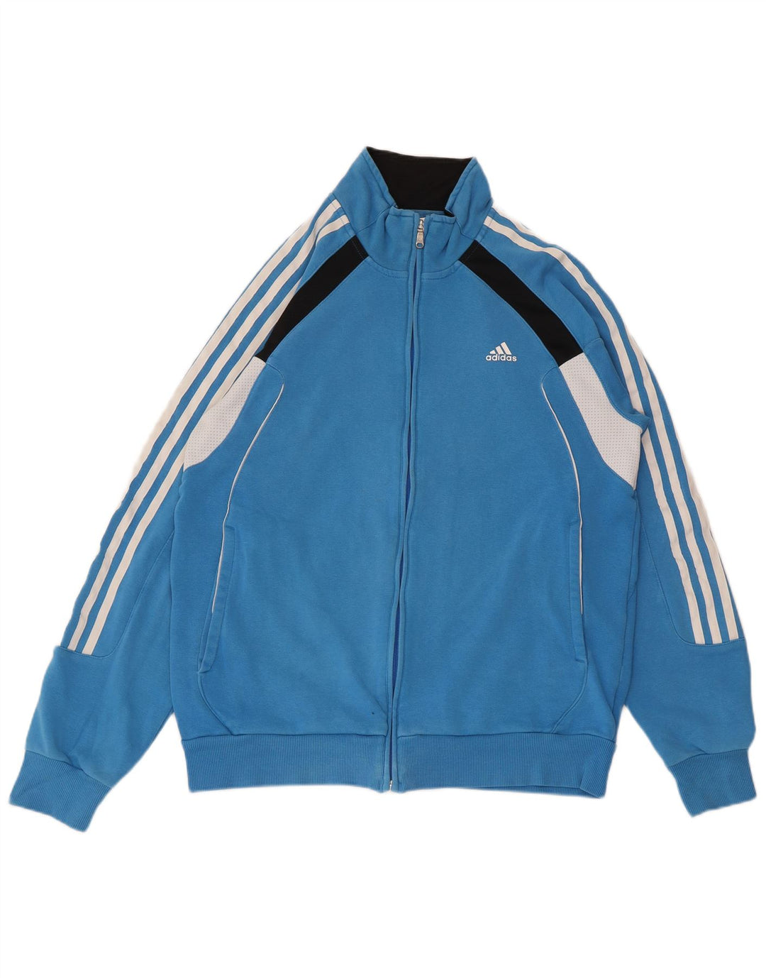 Jachetă de trening pentru bărbați ADIDAS UK 40/42, bumbac color bloc albastru mediu