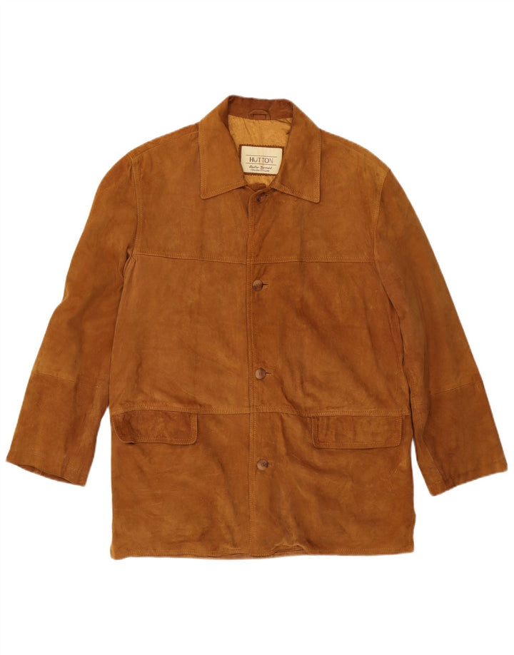 Jacheta de piele intoarsa pentru barbati vintage IT 46 Mica maro clasica din piele