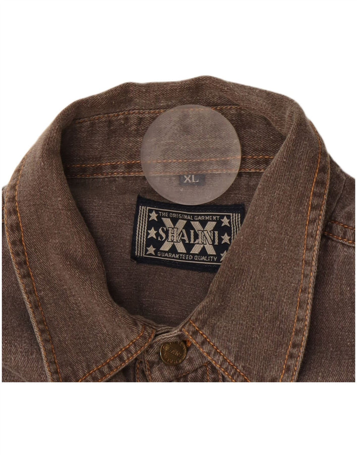 Cămașă Vintage bărbați din denim XL maro