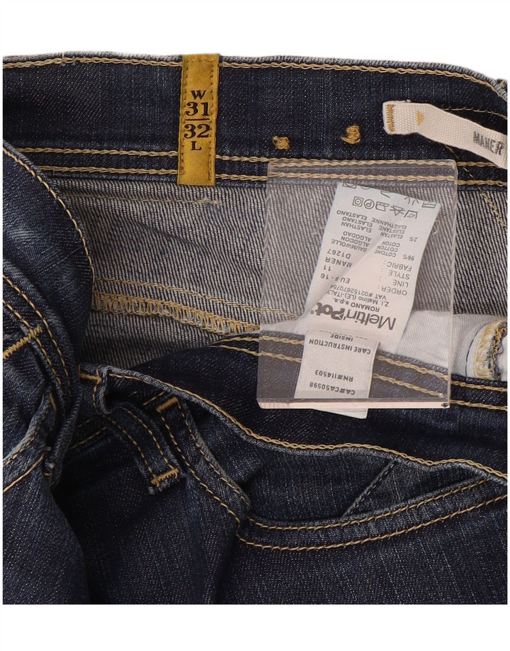 MELTIN' POT Blugi skinny cu talie joasă pentru femei L31 L32 Bumbac albastru