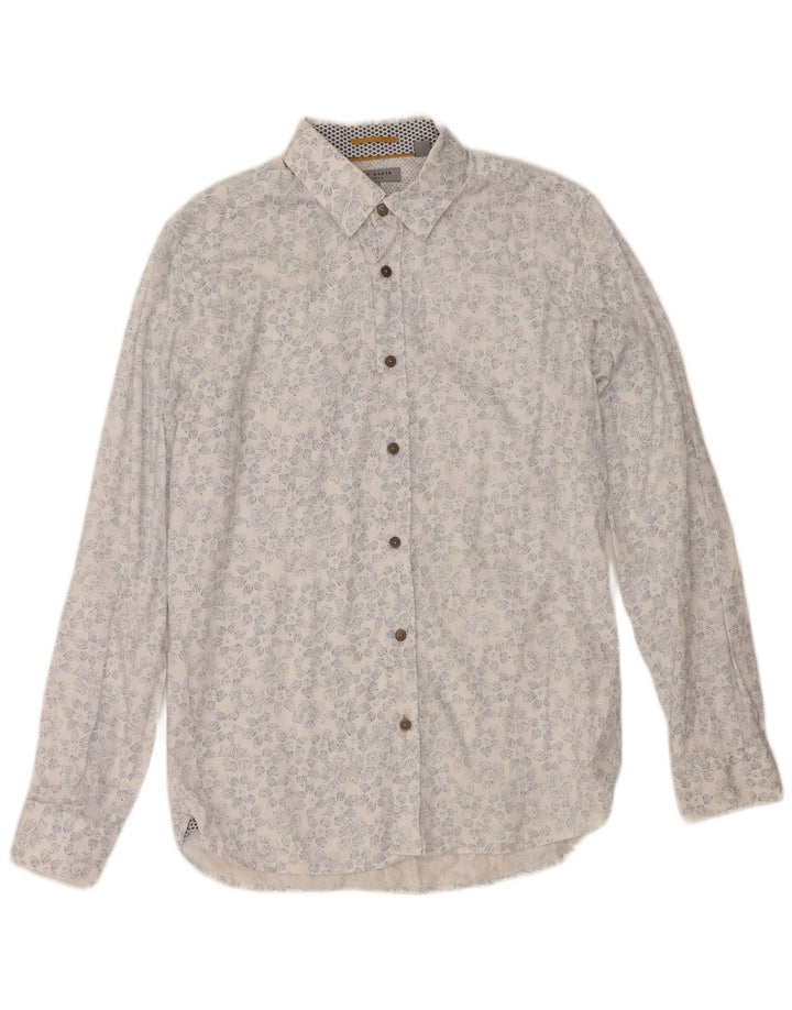 Cămașă pentru bărbați Ted Baker Mărimea 3 Bumbac Floral Alb Mediu