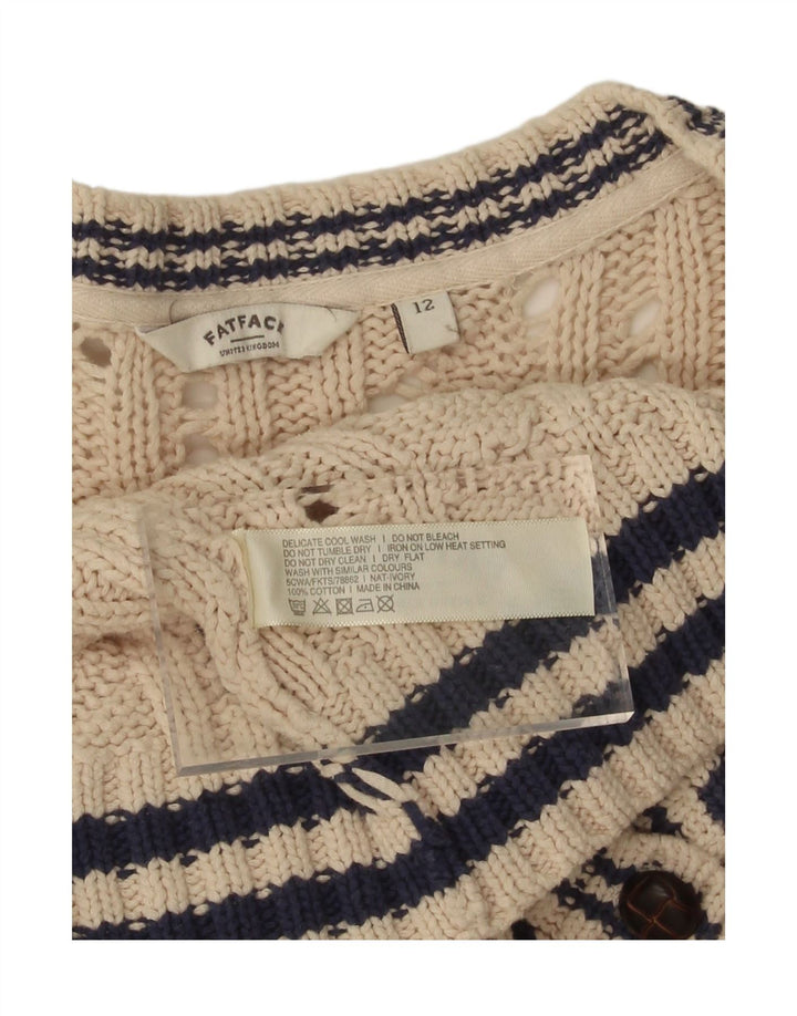 FAT FACE Womens Cardigan Sweater UK 12 Medium Beige Cotton Vintage Fat Face and Second-Hand Fat Face from Messina Hembry 