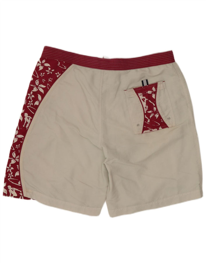 BEST COMPANY Pantaloni scurți de înot pentru bărbați, nailon mare, alb, floral