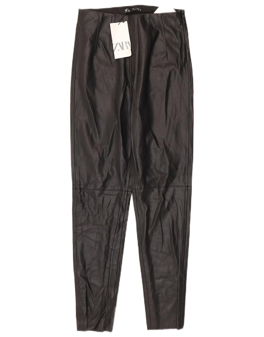 Leggings din piele artificială pentru femei Zara Mediu L28 L27 Poliuretan negru