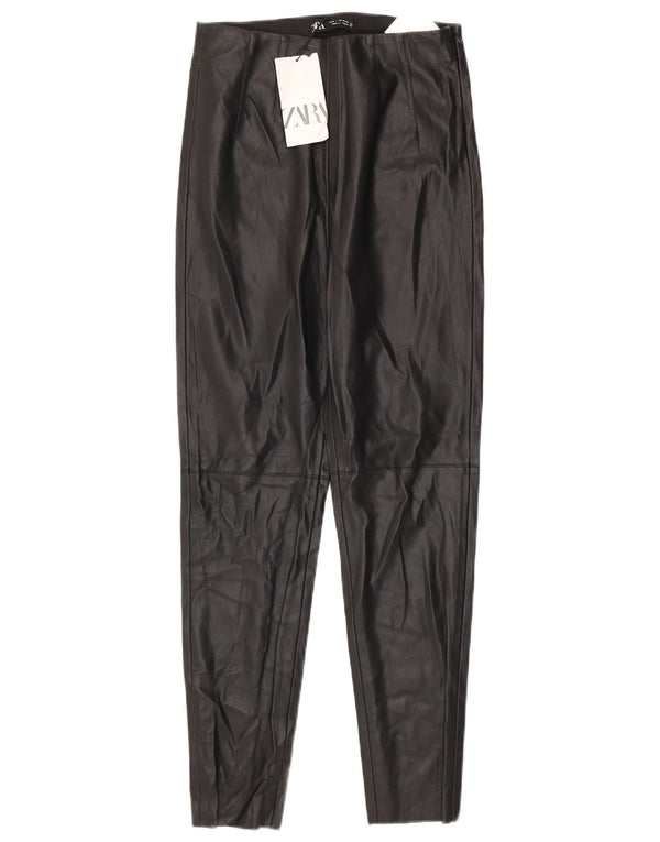 Leggings din piele artificială pentru femei Zara Mediu L28 L27 Poliuretan negru