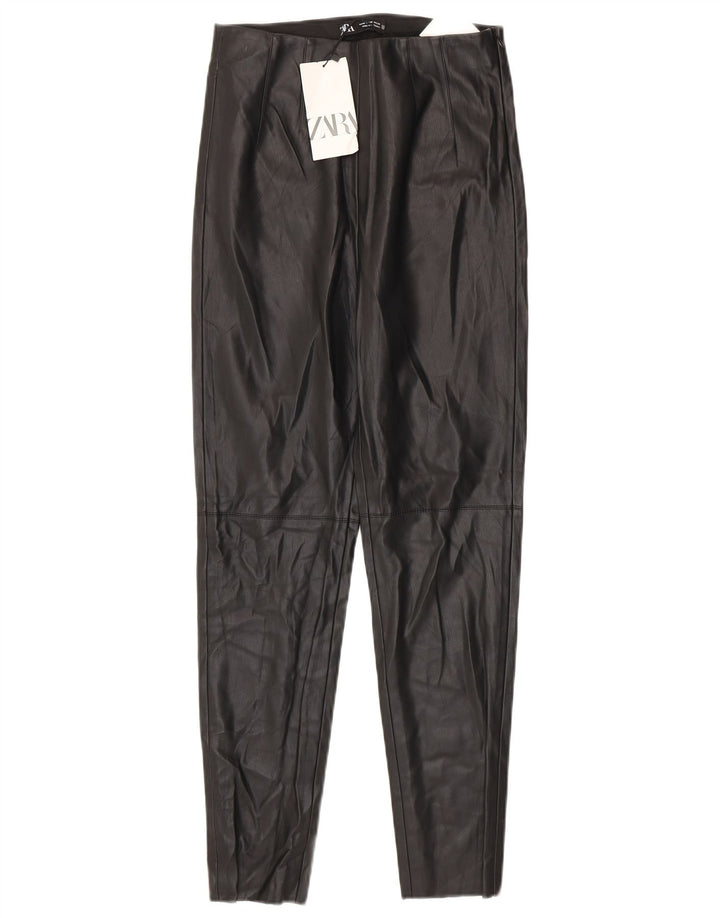 Leggings din piele artificială pentru femei Zara Mediu L28 L27 Poliuretan negru