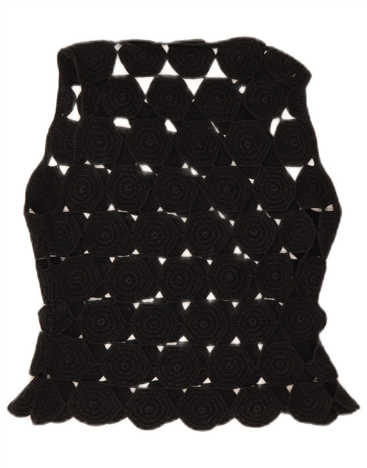 Max & Co. Crop Top Crochet fără mâneci pentru femei UK 10 Small Black