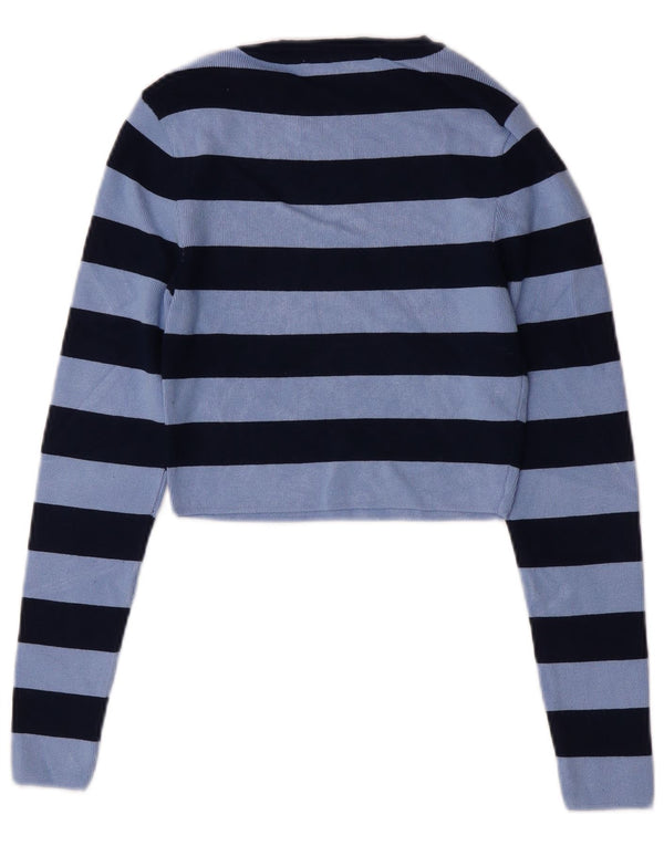 Bluză Crop Top Femei Zara UK 12 Medium Blue Striped Viscose