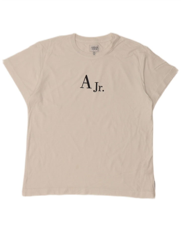 ARMANI JUNIOR Tricou Grafic Băieți Top 11-12 Ani Bumbac Alb