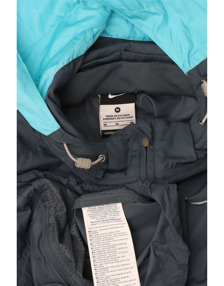 Jachetă de ploaie cu glugă Nike pentru femei UK 12, gri mediu, nailon color bloc