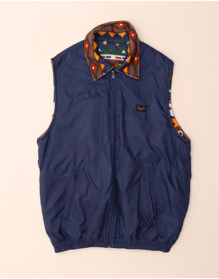 VINTAGE Gilet reversibil pentru bărbați UK 38 Medium Bleumarin Poliamidă