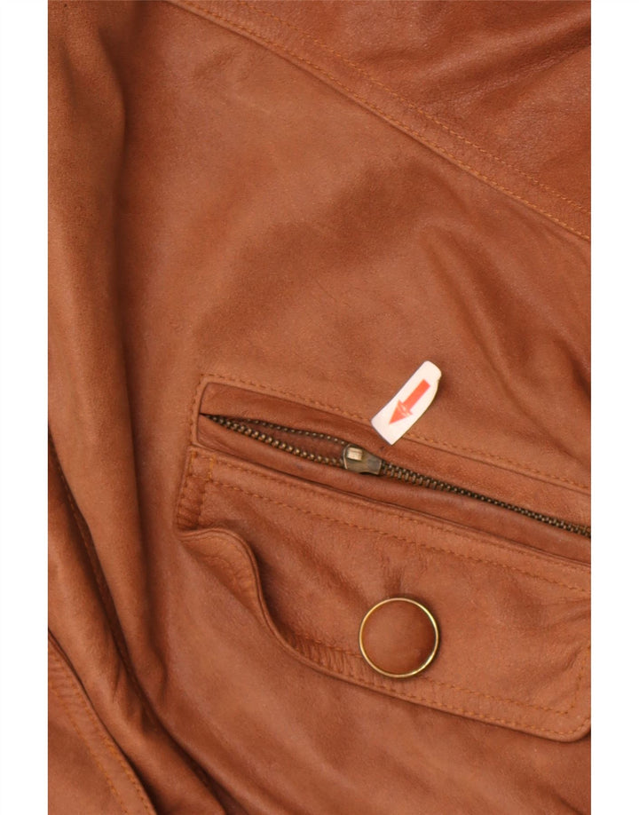 Jachetă de piele vintage pentru femei UK 18 XL maro