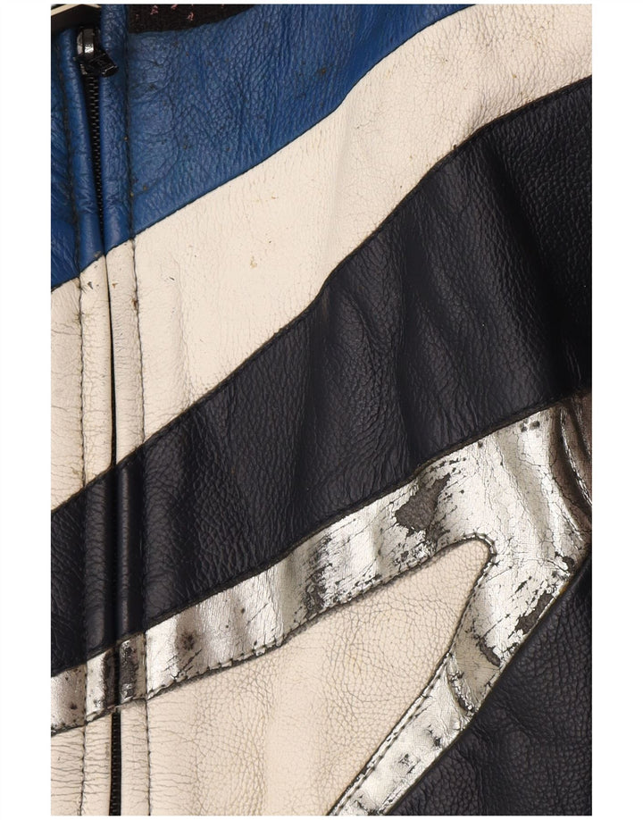 Jachetă Spidi din piele pentru bărbați IT 54, mare, neagră, color block