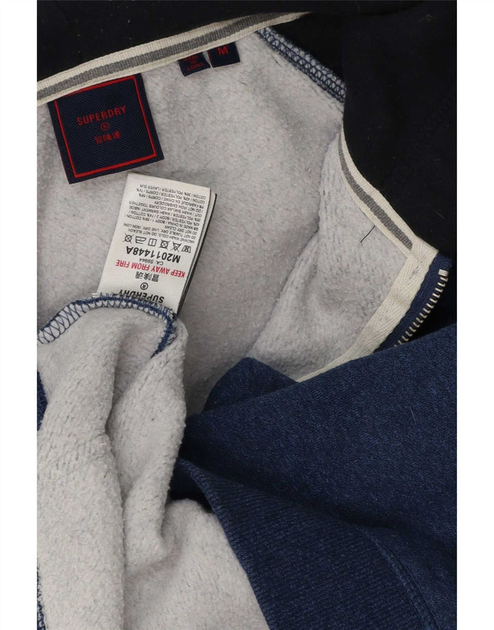 Pulover Superdry pentru bărbați, cu fermoar, bumbac colorblock, albastru mediu