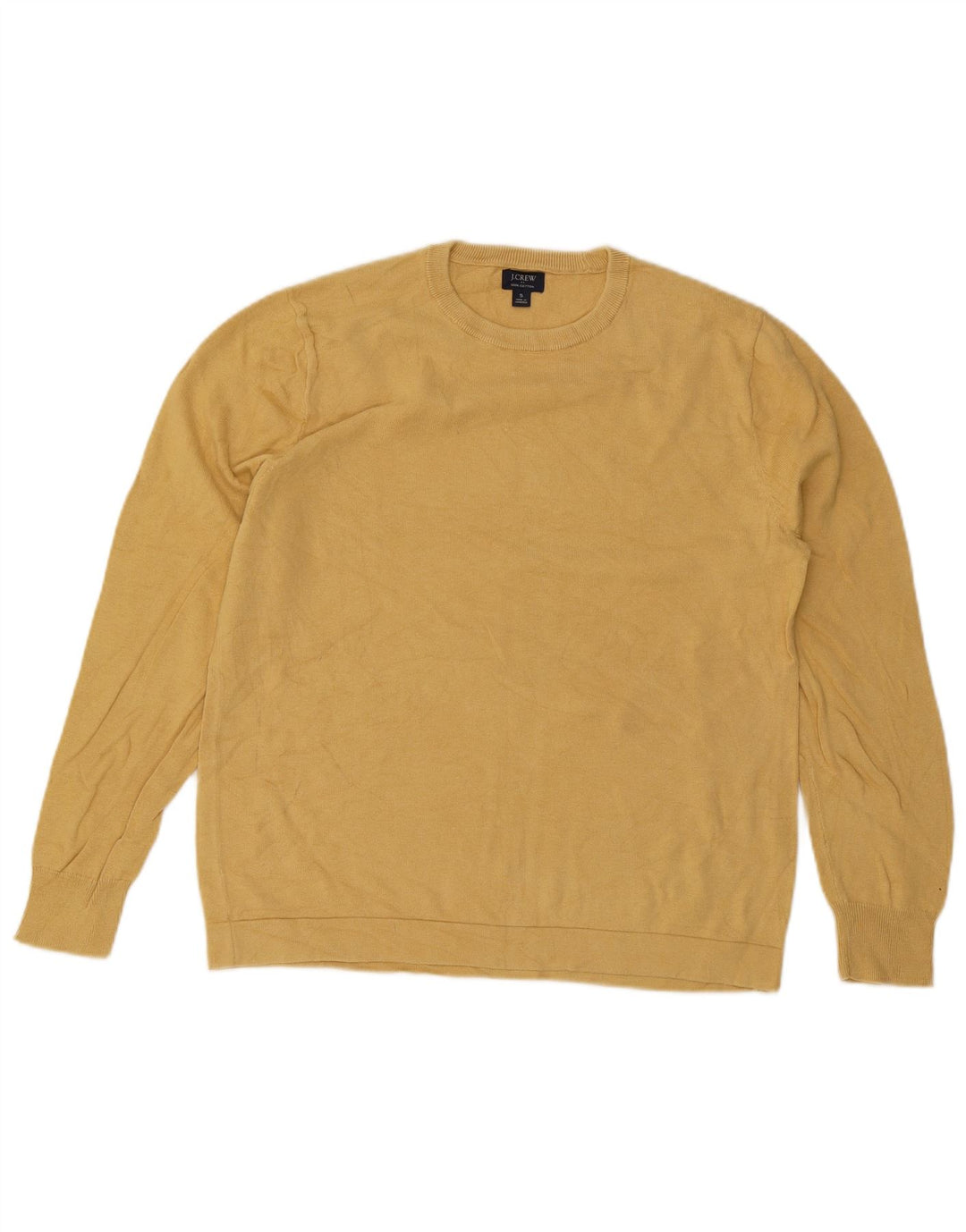 J. Crew Pulover pentru bărbați cu decolteu rotund din bumbac galben mic