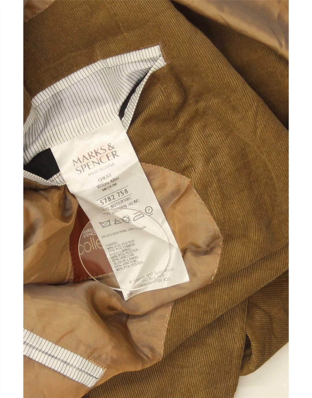 Jachetă pentru bărbați Marks & Spencer din velur cu 2 nasturi, UK 42, mare, bej