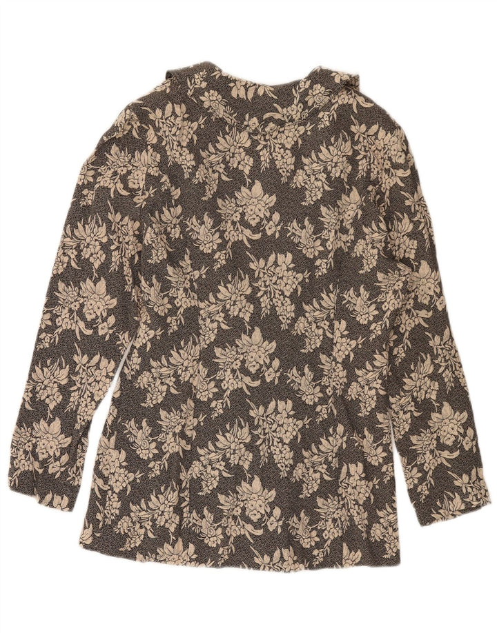 Jachetă de damă VINTAGE Blazer cu 3 nasturi UK 10 Mic Negru Floral