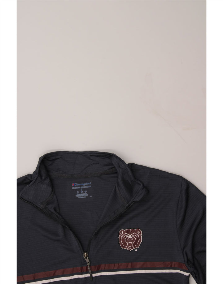 CHAMPION Mens Zip Neck Sweatshirt Jumper Small Navy Blue Pinstripe Vintage Champion and Second-Hand Champion from Messina Hembry 