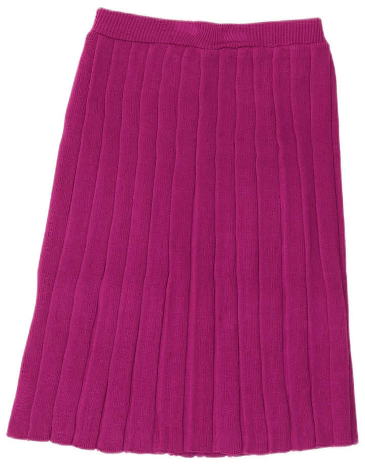 Fusta midi tricot vintage pentru femei W28 Lână mov mică