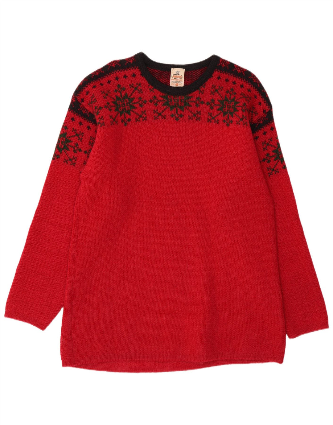 JANUS Pulover pentru bărbați cu gât roșu IT 50 Medium Red Fair Isle Lână