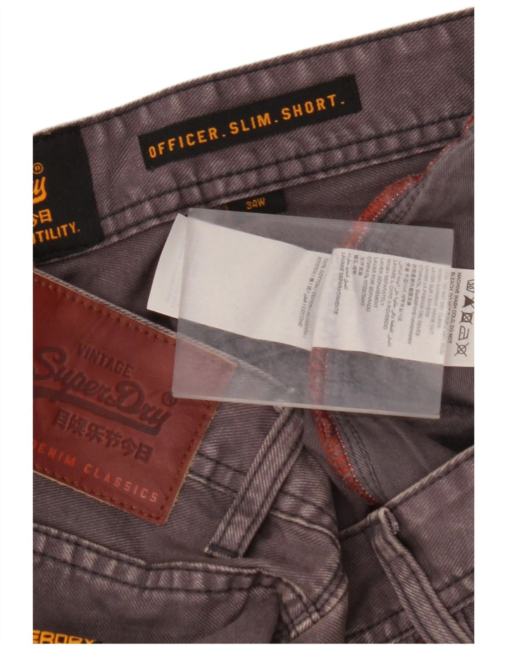 SUPERDRY Pantaloni scurți din denim slim pentru bărbați W34, bumbac gri mare