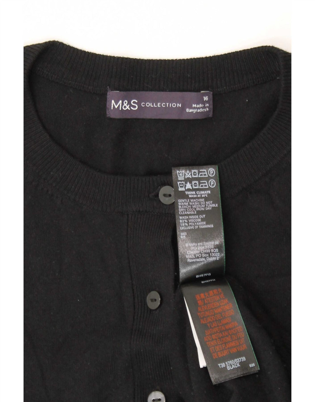 Pulover cardigan pentru femei Marks & Spencer UK 16 mare, negru, viscoză