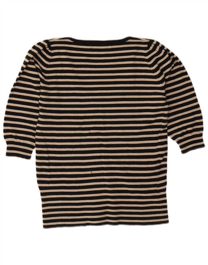 Top pentru femei Zara cu mâneci 3/4 UK 12, bumbac cu dungi negre medii