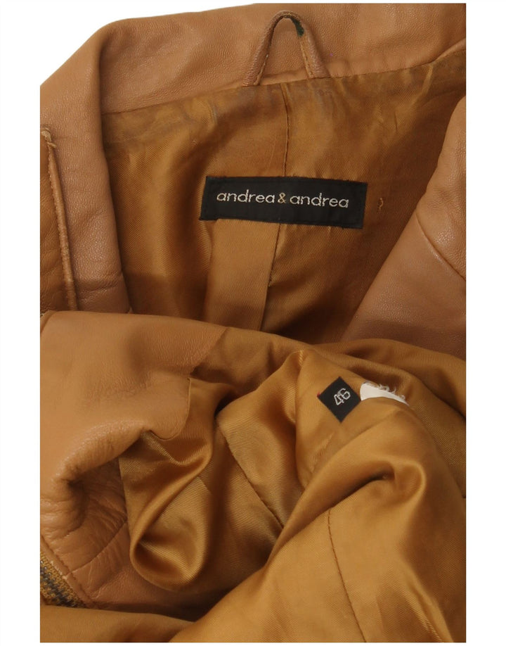 Geacă de piele vintage pentru femei IT 46 Large Brown