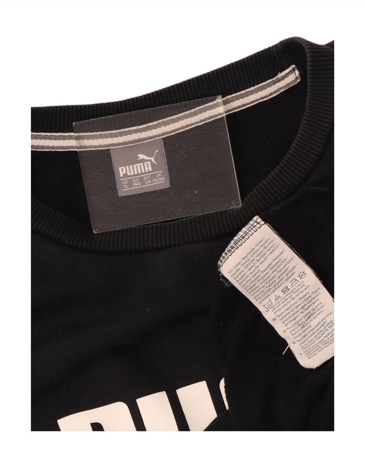 Pulover cu grafic pentru fete PUMA 13-14 ani bumbac negru