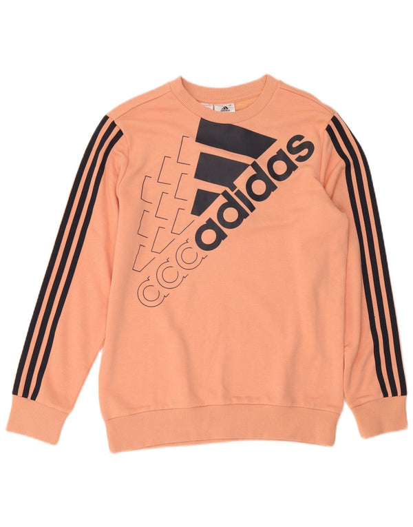 Hanorac cu grafic pentru băieți Adidas 13-14 ani, bumbac roz