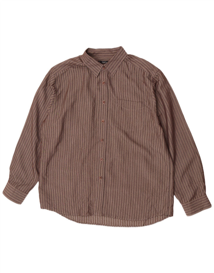 Cămașă bărbați M&Co XL, maro, în dungi, viscoză