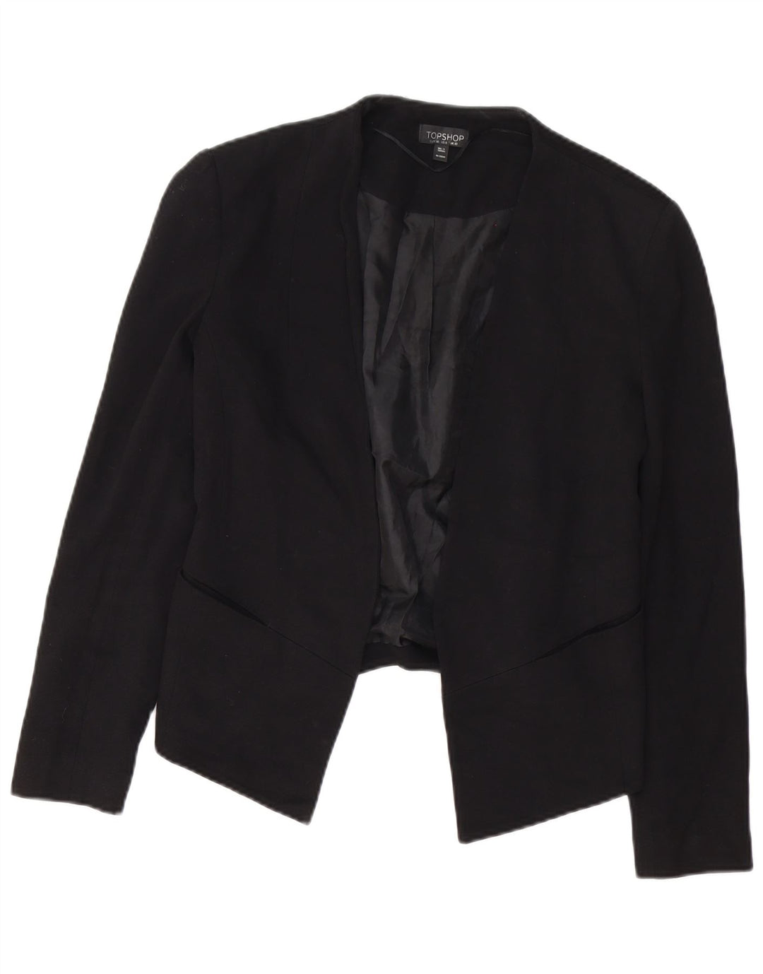 Topshop Jachetă Blazer Oversized Open pentru femei UK 10 Small Black Viscose